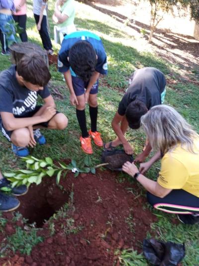 UFFS e Escola Agua Verde realizam plantio de Ã¡rvores atravÃ©s projeto Ponto De Cultura